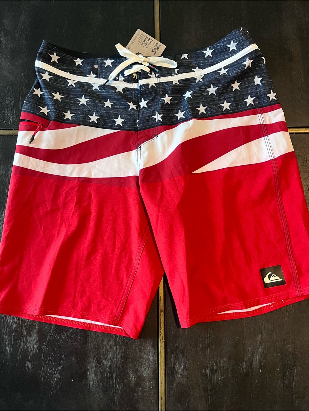 Quiksilver Red, White & Blue Stars Wave Boardshorts